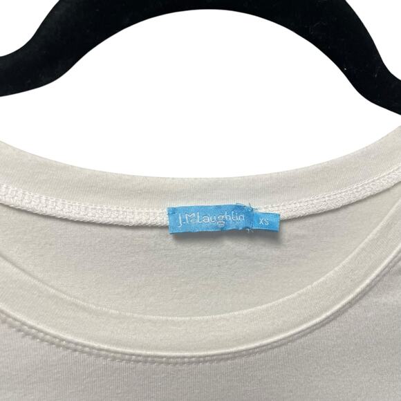 J. McLaughlin Asymmetrical Hem Crewneck Long Sleeve T Shirt White Womens XS - Picture 3 of 5